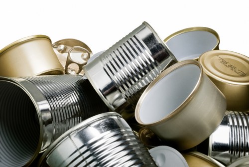 Empty flat room with furniture marked for removal